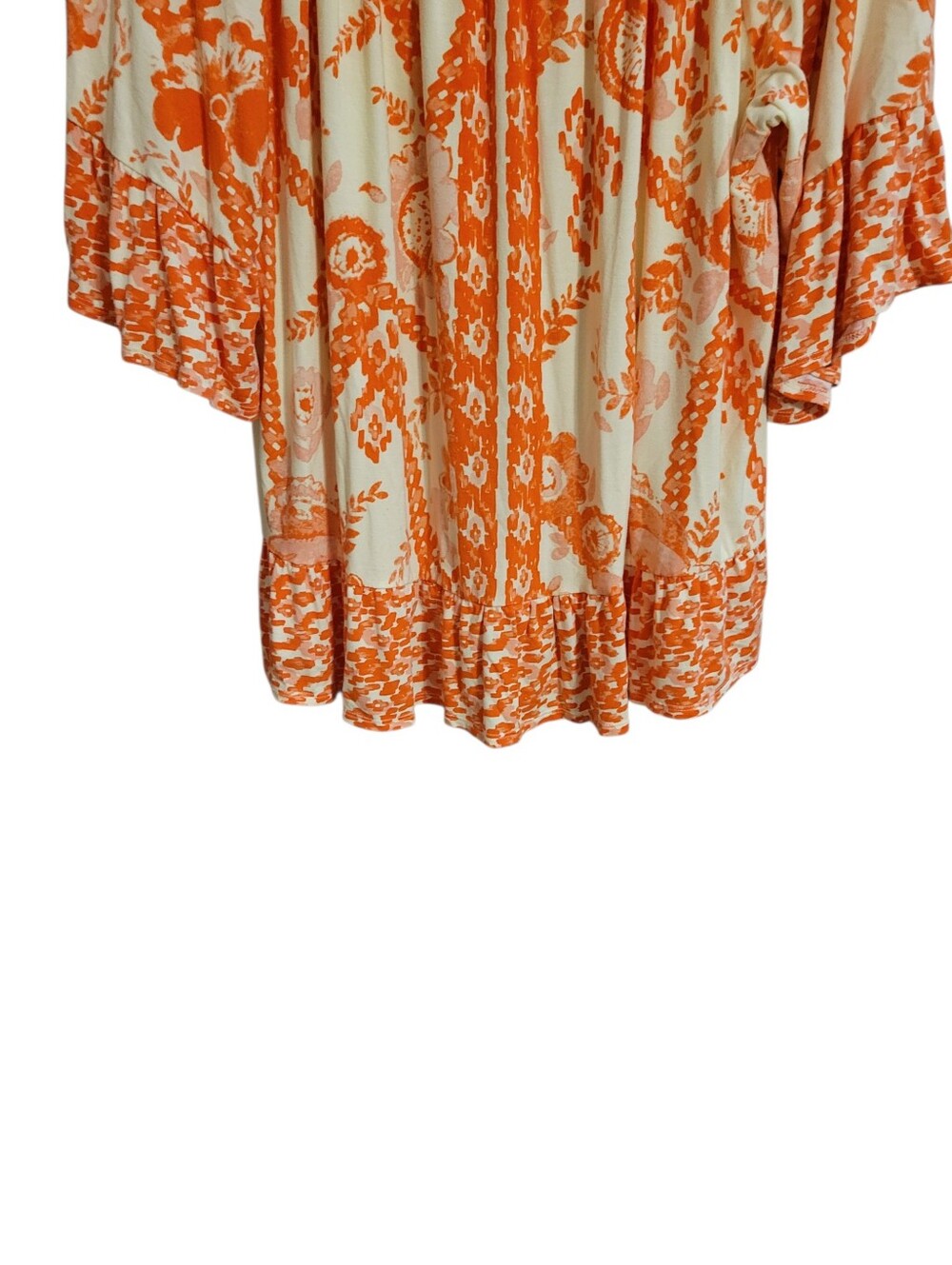 Style & Co Orange Floral Boho Top - Picture 3 of 6
